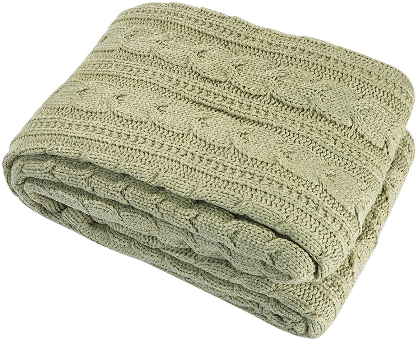 Classic All Season Soft Cable Sweater Knitting Throw Blanket Quilted Throws with Sherpa Lining for Bed Sofa Couch Decor Cream 51 by 63 inch