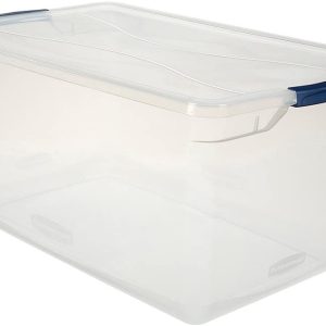 Rubbermaid Cleverstore Clear 71 QT Pack of 4 Stackable Large Storage Containers with Durable Latching Clear Lids