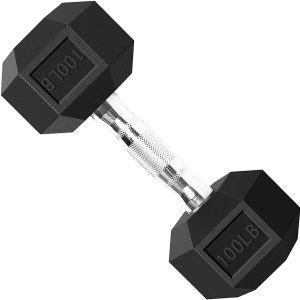 Dumbbells Set Free Weight Rubber Coated Cast Iron Dumbbell in Singles (5lb, 15lb, 20lb, 25lb, 30lb, 35lb, 40lb, 45lb, 50lb, 55