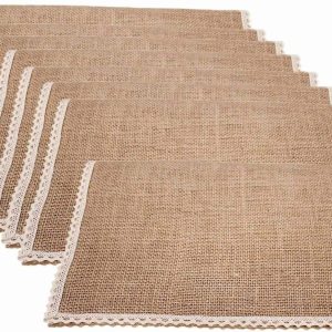 Burlap Placemats Jute Rustic Tablemats Table Decor Ladder Lace Look & One of Life's Little Home Luxuries for Christmas, Parties, Wed