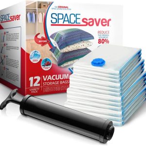 Spacesaver Premium Vacuum Storage Bags. 80% More Storage! Hand-Pump for Travel! Double-Zip Seal and Triple Seal Valve! Vacuum Sealer Bags fo