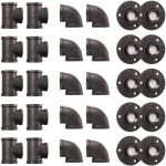 home-tzh-1-2-pipe-fitting-30-pack-1-2-gray-floor-flange-elbow-tee-combo-for-industrial-vintage-style-flanges-elbow-tee-with-threaded-hol