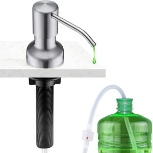 Soap Dispenser for Kitchen Sink, Sontiy Countertop Soap Dispenser Pump Stainless Steel Built in Sink Soap Dispenser Refill from Top,17 Oz La