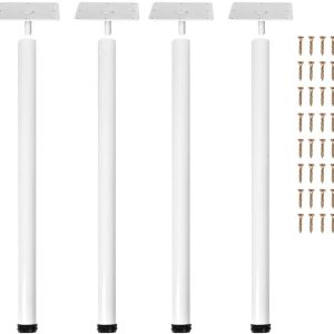 Action Club 28" Height Tall Adjustable Metal Office Table Furniture Leg Set Black,Set of 4 (White)