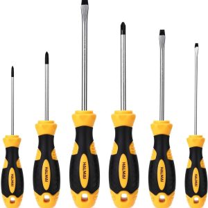 6 PCS Magnetic Precision Screw Driver Tool Set with 3 Phillips and 3 Flat Head Tips Non-Slip Handle Slotted for Hom