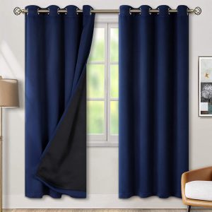 BGment Thermal Insulated 100% Blackout Curtains for Bedroom with Black Liner, Double Layer Full Room Darkening Noise Reducing Grommet Curtai