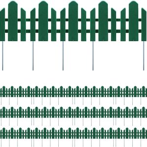 Sunnyglade 12 Pack Garden Edging Decorative Border Recycled Plastic Landscape Garden Fence Flexible No-Dig Spikes,Dark Green