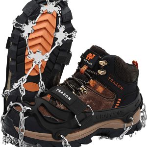 Ice Cleats for Hiking Boots and Shoes, Anti Slip Walk Traction Spikes, Snow Ice Grippers and Grips, Safe Protect for Hiking Climbin