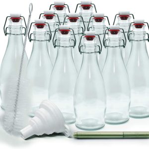mockins-set-of-12-8-5-oz-glass-bottle-set-with-swing-top-stoppers-and-includes-bottle-brush-funnel-and-gold-glass-marker-clear-glass-w