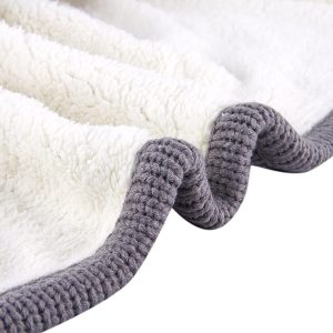 Classic All Season Soft Cable Sweater Knitting Throw Blanket Quilted Throws with Sherpa Lining for Bed Sofa Couch Decor Cream 51 by 63 inch