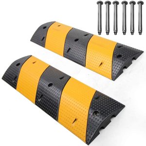 scinotec-rubber-speed-bumps-2-pack-2-channel-22000lbs-load-capacity-40-long-reductores-de-velocidad-with-6-bolt-spikes-anchors-for-asphalt