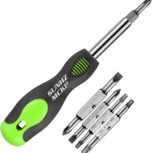 SUNHZMCKP 8 in 1 Screwdriver, Portable multi-purpose screwdriver锛孒igh- Strength Bits, Phillips, Slotted, Torx锛孲uitable for outdoor and daily